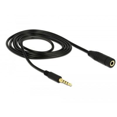 Delock Stereo Jack Extension Cable 3.5 mm 4 pin male to female 1 m black 2