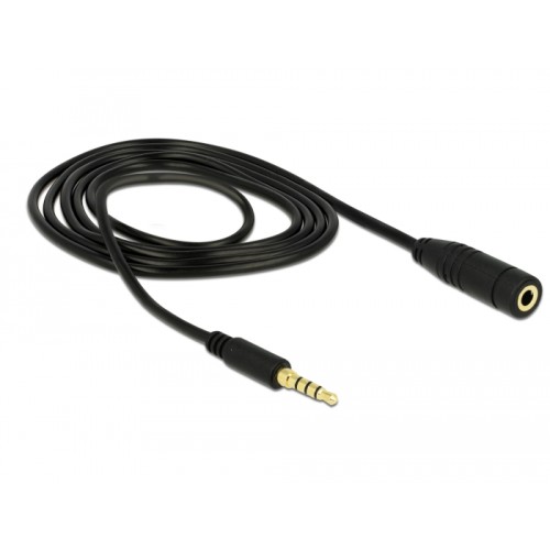 Delock Stereo Jack Extension Cable 3.5 mm 4 pin male to female 1 m black