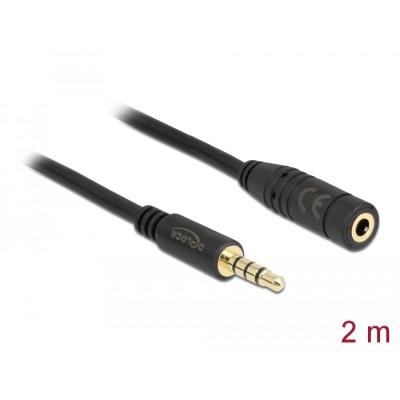 Delock Stereo Jack Extension Cable 3.5 mm 4 pin male to female 2 m black