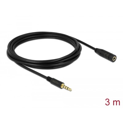 Delock Stereo Jack Extension Cable 3.5 mm 4 pin male to female 3 m black 2