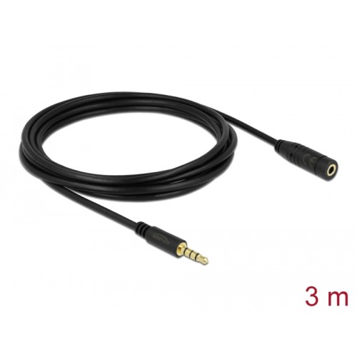 Delock Stereo Jack Extension Cable 3.5 mm 4 pin male to female 3 m black