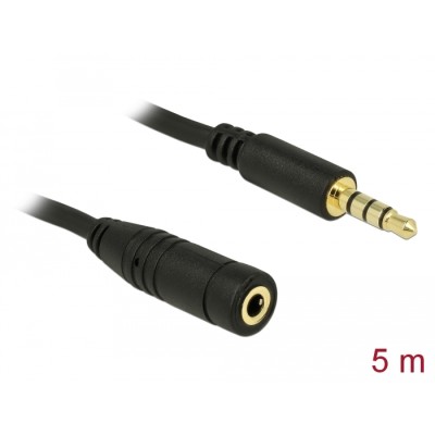 Delock Stereo Jack Extension Cable 3.5 mm 4 pin male to female 5 m black