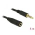 Delock Stereo Jack Extension Cable 3.5 mm 4 pin male to female 5 m black