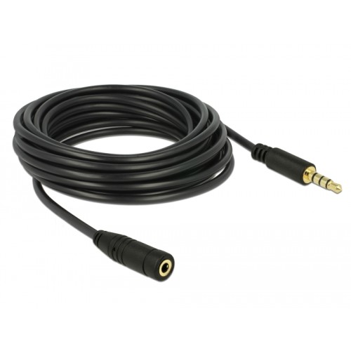 Delock Stereo Jack Extension Cable 3.5 mm 4 pin male to female 5 m black