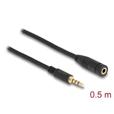 Delock Stereo Jack Extension Cable 3.5 mm 4 pin male to female 0.5 m black