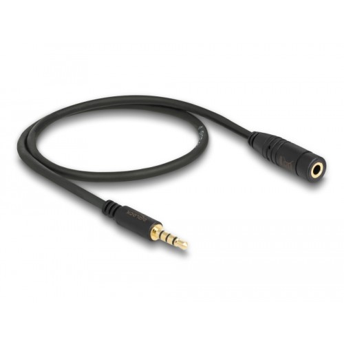 Delock Stereo Jack Extension Cable 3.5 mm 4 pin male to female 0.5 m black