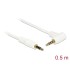 Delock Cable Stereo Jack 3.5 mm 4 pin male > male angled 0.5 m white