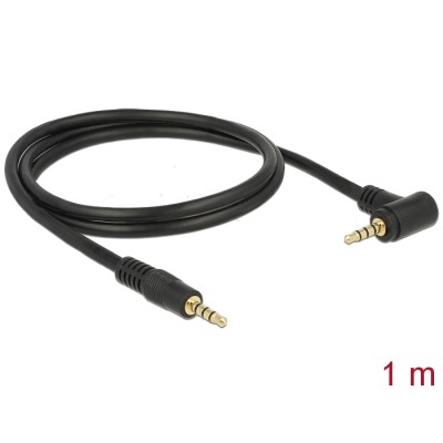 Delock Cable Stereo Jack 3.5 mm 4 pin male  male angled 1 m black 2