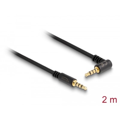 Delock Cable Stereo Jack 3.5 mm 4 pin male  male angled 2 m black