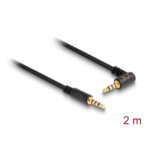 Delock Cable Stereo Jack 3.5 mm 4 pin male  male angled 2 m black