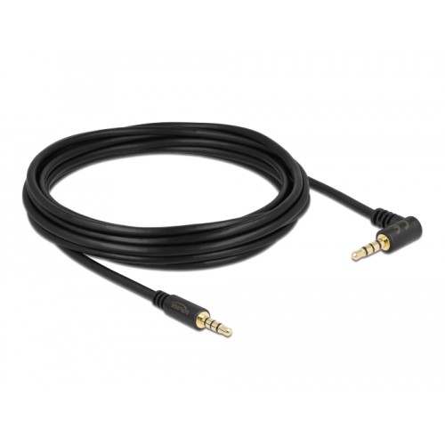 Delock Cable Stereo Jack 3.5 mm 4 pin male  male angled 5 m black
