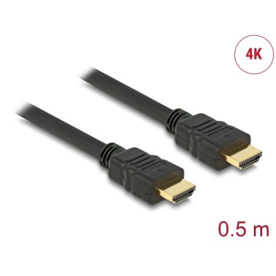 Delock Cable High Speed HDMI with Ethernet – HDMI A male > HDMI A male 4K 0.5 m