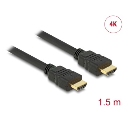 Delock Cable High Speed HDMI with Ethernet – HDMI A male > HDMI A male 4K 1.5 m
