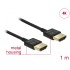 Delock Cable High Speed HDMI with Ethernet - HDMI-A male > HDMI-A male 3D 4K 1 m Slim High Quality