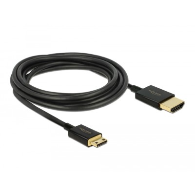 Delock Cable High Speed HDMI with Ethernet - HDMI-A male > HDMI Mini-C male 3D 4K 3 m Active Slim High Quality 2
