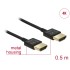 Delock Cable High Speed HDMI with Ethernet - HDMI-A male > HDMI-A male 3D 4K 0.5 m Slim High Quality