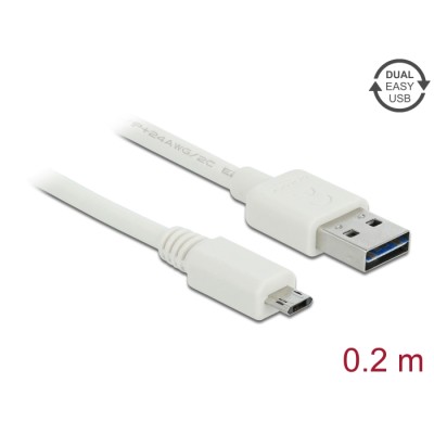 Delock Cable EASY-USB 2.0 Type-A male > EASY-USB 2.0 Type Micro-B male 0,2 m white
