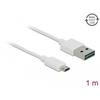 Delock Cable EASY-USB 2.0 Type-A male > EASY-USB 2.0 Type Micro-B male 1 m white