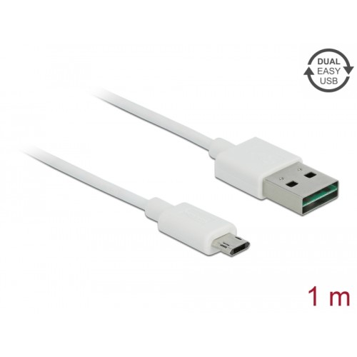 Delock Cable EASY-USB 2.0 Type-A male > EASY-USB 2.0 Type Micro-B male 1 m white