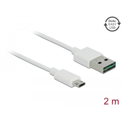 Delock Cable EASY-USB 2.0 Type-A male > EASY-USB 2.0 Type Micro-B male 2 m white