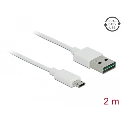 Delock Cable EASY-USB 2.0 Type-A male > EASY-USB 2.0 Type Micro-B male 2 m white
