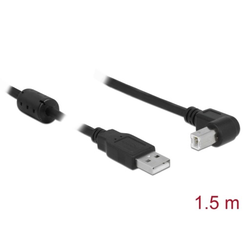 Delock Cable USB 2.0 Type-A male > USB 2.0 Type-B male angled 1.5 m black