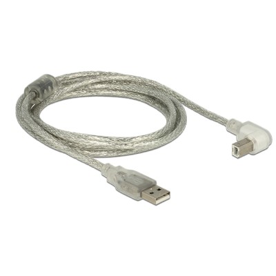Delock Cable USB 2.0 Type-A male > USB 2.0 Type-B male angled 2.0 m transparent 2