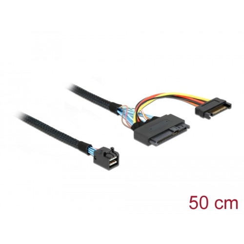 Delock Cable SFF-8643 male > U.2 SFF-8639 female + SATA power connector 50 cm