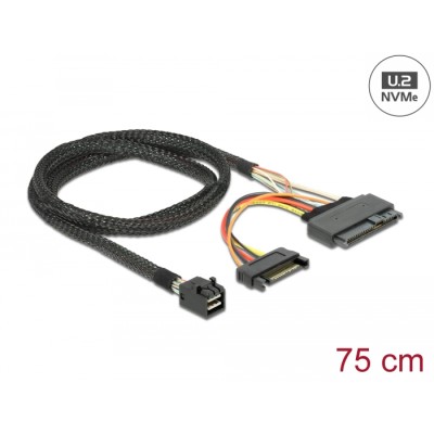 Delock Cable SFF-8643 male > U.2 SFF-8639 female + SATA power connector 75 cm