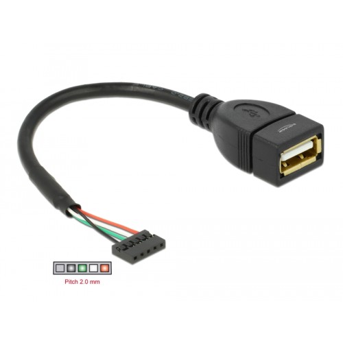 Delock Cable USB 2.0 pin header female 2.00 mm 5 pin  USB 2.0 Type-A female 15 cm