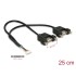 Delock Cable USB 2.0 pin header female 1.25 mm 8 pin  2 x USB 2.0 Type-A female panel-mount 25 cm