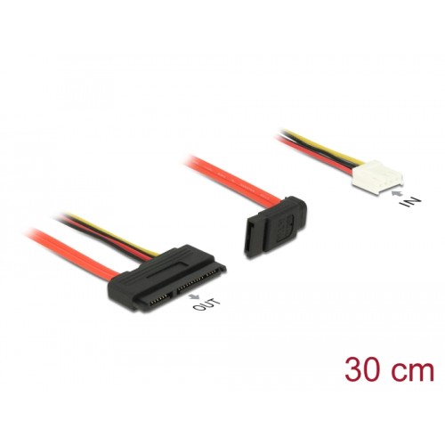 Delock Cable SATA 6 Gb/s 7 pin receptacle + Floppy 4 pin power receptacle (5 V + 12 V)  SATA 22 pin receptacle straight 30 cm