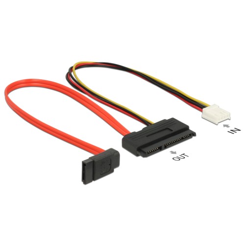 Delock Cable SATA 6 Gb/s 7 pin receptacle + Floppy 4 pin power receptacle (5 V + 12 V)  SATA 22 pin receptacle straight 30 cm