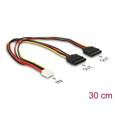 Delock Power Cable Floppy 4 pin Power receptacle > 2 x Power SATA 15 pin receptacle 30 cm
