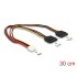Delock Power Cable Floppy 4 pin Power receptacle > 2 x Power SATA 15 pin receptacle 30 cm