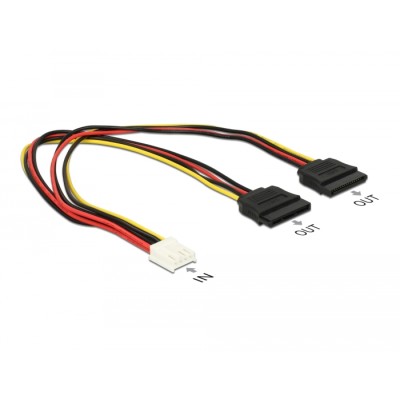 Delock Power Cable Floppy 4 pin Power receptacle > 2 x Power SATA 15 pin receptacle 30 cm 2