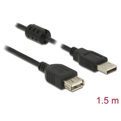 Delock Extension cable USB 2.0 Type-A male > USB 2.0 Type-A female 1.5 m black