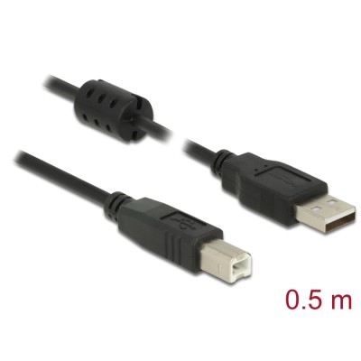 Delock Cable USB 2.0 Type-A male > USB 2.0 Type-B male 0.5 m black
