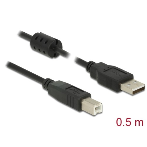 Delock Cable USB 2.0 Type-A male > USB 2.0 Type-B male 0.5 m black