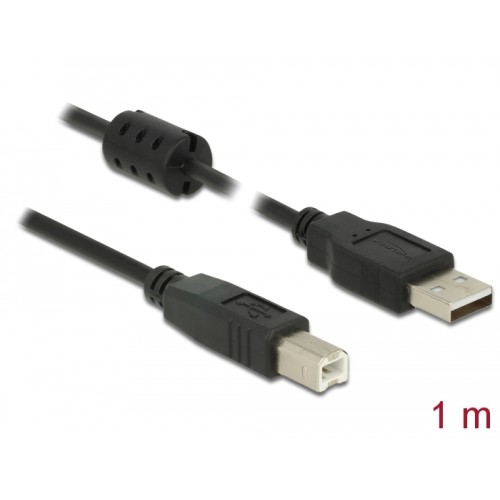 Delock Cable USB 2.0 Type-A male > USB 2.0 Type-B male 1.0 m black