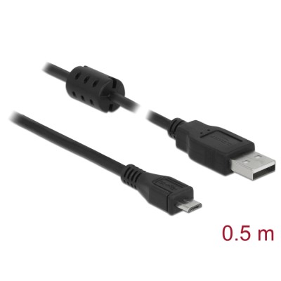 Delock Cable USB 2.0 Type-A male > USB 2.0 Micro-B male 0.5 m black
