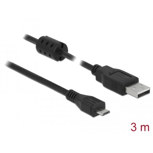 Delock Cable USB 2.0 Type-A male > USB 2.0 Micro-B male 3.0 m black