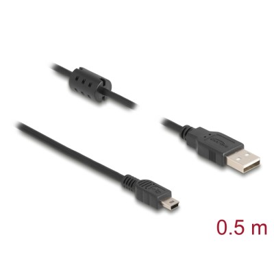 Delock Cable USB 2.0 Type-A male > USB 2.0 Mini-B male 0.5 m black