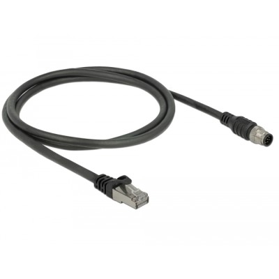 Delock Cable RJ45 plug to M12 plug 8 pin A-coded Cat.5e SFTP 1 m 2