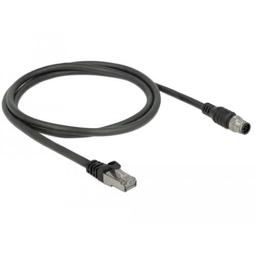 Delock Cable RJ45 plug to M12 plug 8 pin A-coded Cat.5e SFTP 1 m