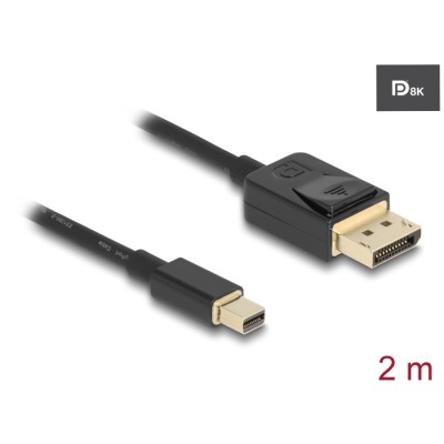Delock Mini DisplayPort to DisplayPort cable 8K 60 Hz 2 m DP 8K certified