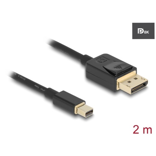 Delock Mini DisplayPort to DisplayPort cable 8K 60 Hz 2 m DP 8K certified