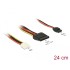 Delock Cable Power Floppy 4 pin power receptacle  SATA 15 pin receptacle (5 V + 12 V) + Slim SATA 6 pin receptacle (5 V) 24 cm