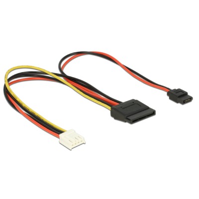 Delock Cable Power Floppy 4 pin power receptacle  SATA 15 pin receptacle (5 V + 12 V) + Slim SATA 6 pin receptacle (5 V) 24 cm 2