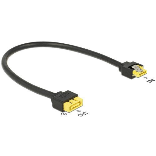 Delock Extension cable SATA 6 Gb/s receptacle > SATA plug with pin 8 power support latchtype 30 cm